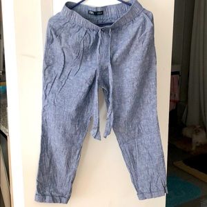 Zara denim linen pants
